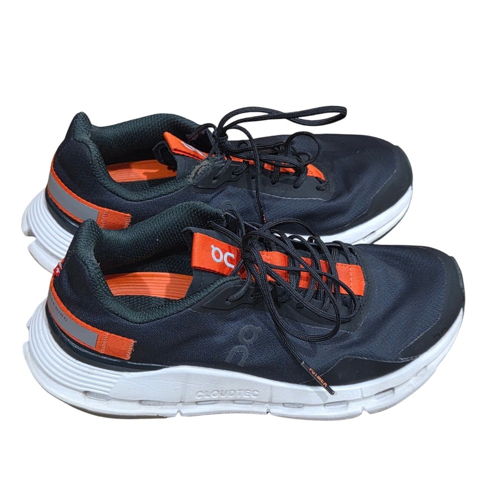 On Running Cloudnova Form Black Orange Comfort Support 6.5 Sneakers Lightweight